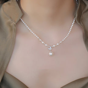 Butterfly Symphony-Elegant S925 Silver and Pearl Necklace