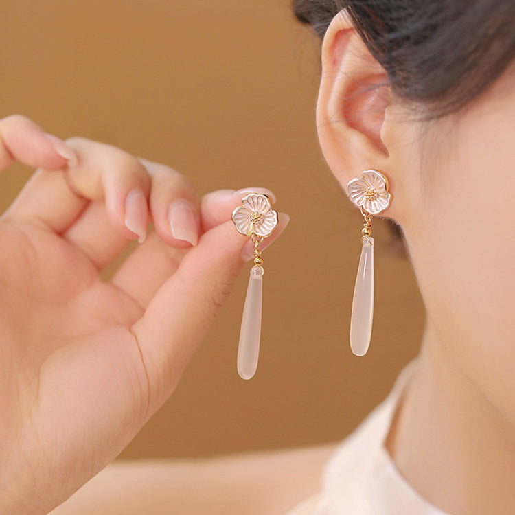 Captivating Hue Teardrop Earrings | Natural Chalcedony