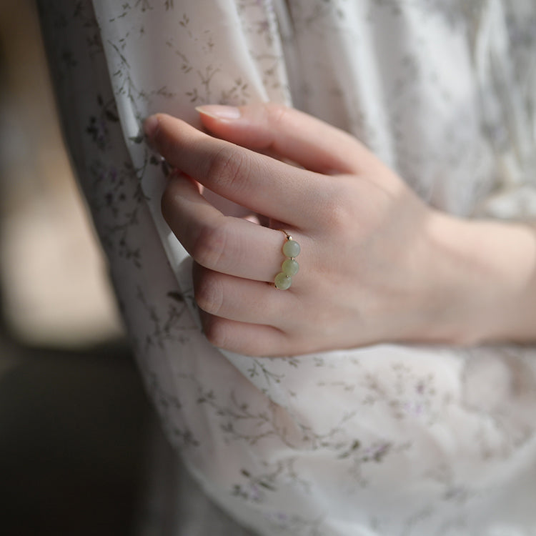 Three Hetian jade handmade rings Amber NG
