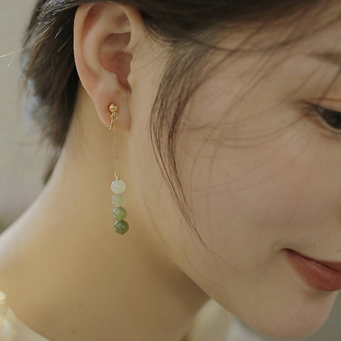 Gradient Hetian Jade Stud Earrings Amber NG