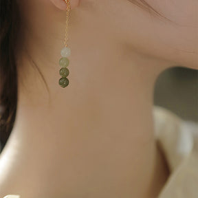 Gradient Hetian Jade Stud Earrings Amber NG