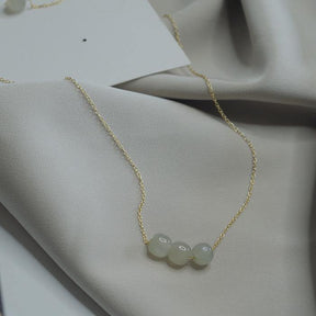 14K GF Four Hetian Jades Necklace Amber NG