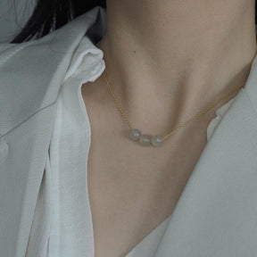 14K GF Four Hetian Jades Necklace Amber NG