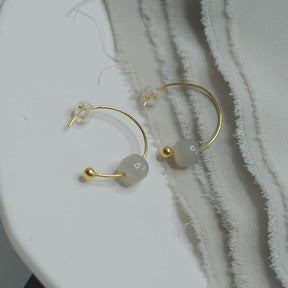 Hetian Jade Semicircle Ear Hook Amber NG