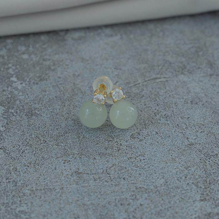 Hetian Jade Zircon Earrings Amber NG