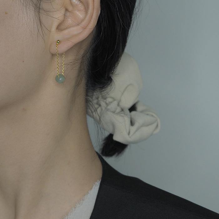 Golden Bean Hetian Jade Earrings Amber NG