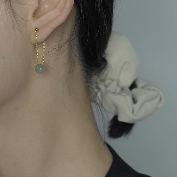 Golden Bean Hetian Jade Earrings Amber NG