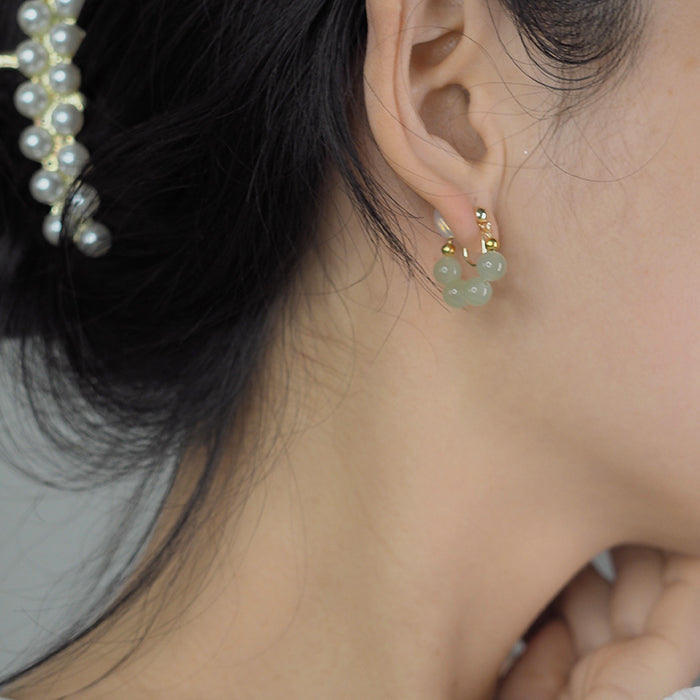 Hetian jade U-shaped earrings Amber NG