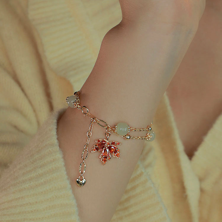 Maple Leaf & Hetian Jade Bracelets Amber NG