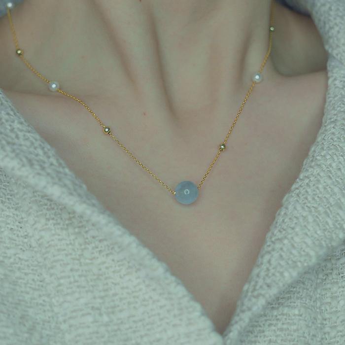Summer Star Aquamarine Pearl Necklace Amber NG