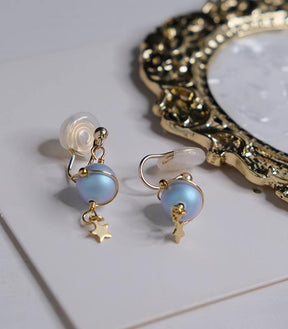 Misty Blue Pearl Planet Ear Clip Amber NG