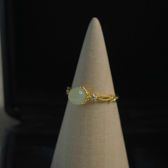 Hetian Jade Vintage Ring Amber NG