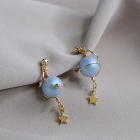 Misty Blue Pearl Planet Ear Clip Amber NG