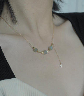 Hetian Jade Gold Bead Necklace Amber NG