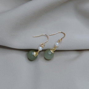 Hetian Jade Pearl Earrings Amber NG