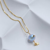 Misty Blue Pearl Planet Necklace Amber NG