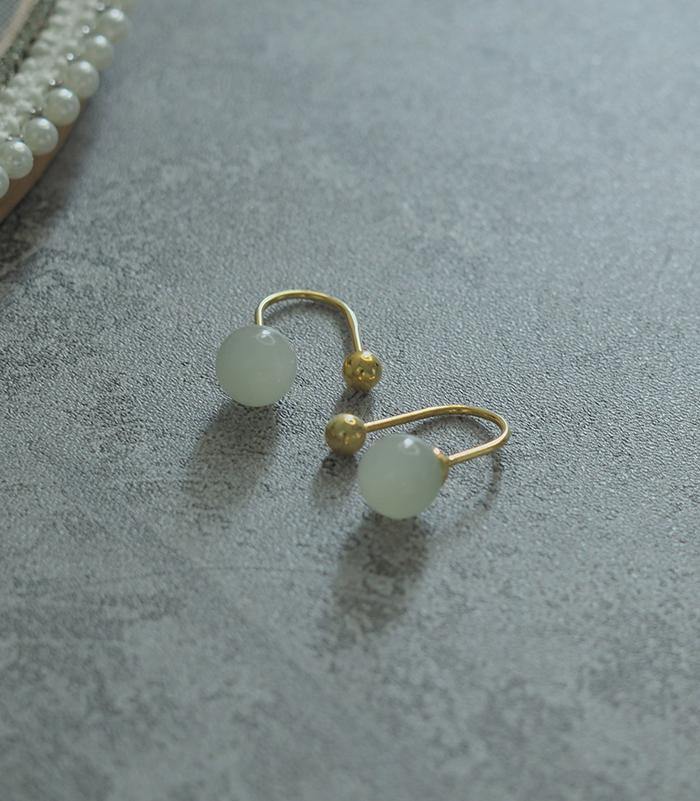 Hetian Jade Ear Hook Amber NG