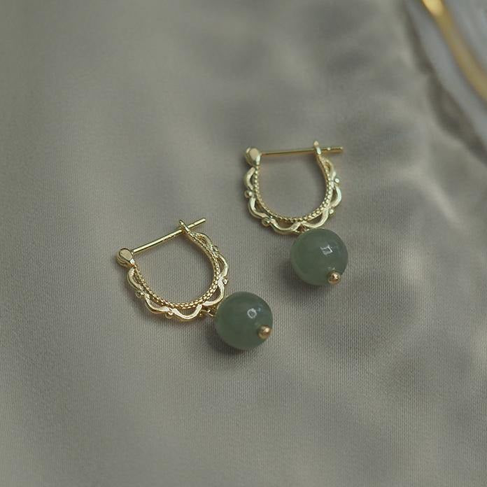Hetian Jade Lace Ear Buckle Amber NG