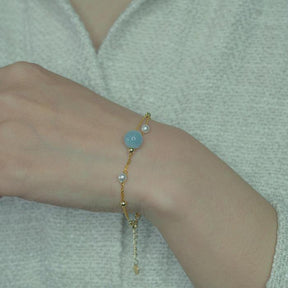 Summer Star Aquamarine Pearl Double Bracelet Amber NG