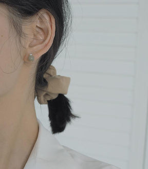 Hetian Jade Pearl 14K Rolled Gold Ear Stud Amber NG