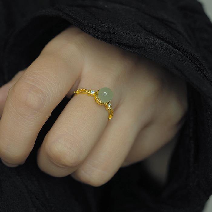 Hetian Jade Vintage Ring Amber NG