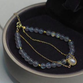 Moonstone Pearl Golden Bean Bracelet Amber NG
