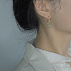 Hetian Jade C Buckle Earrings Amber NG
