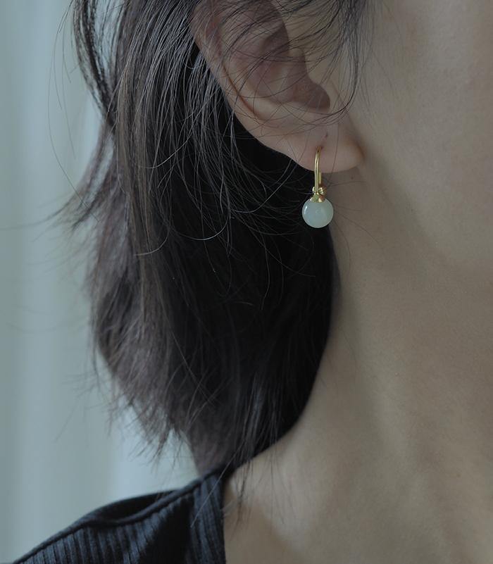 Hetian Jade Ear Hook Amber NG