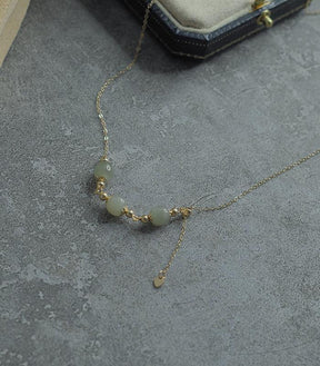 Hetian Jade Gold Bead Necklace Amber NG