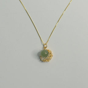 Hetian Jade Moon Necklace Amber NG