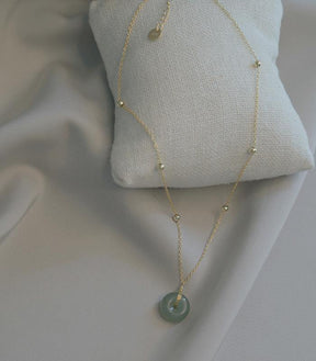 Hetian Jade Circle Gold Bead Necklace Amber NG