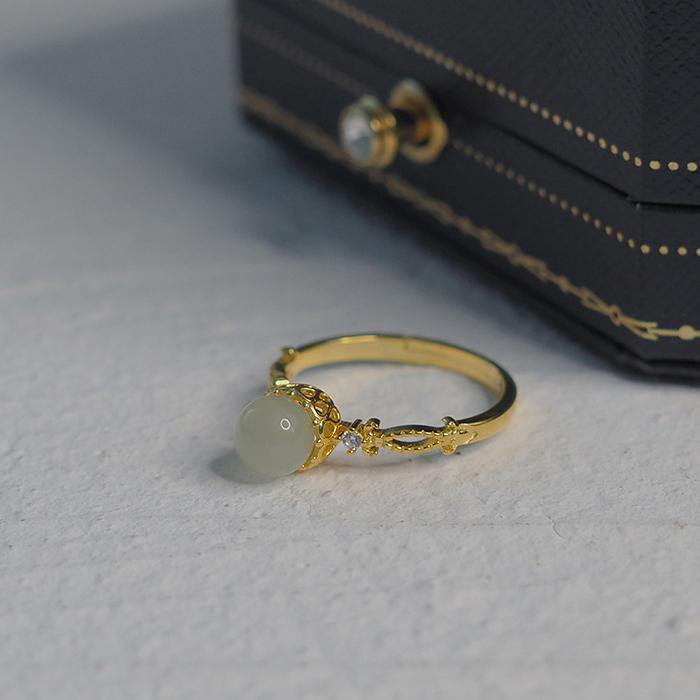 Hetian Jade Vintage Ring Amber NG