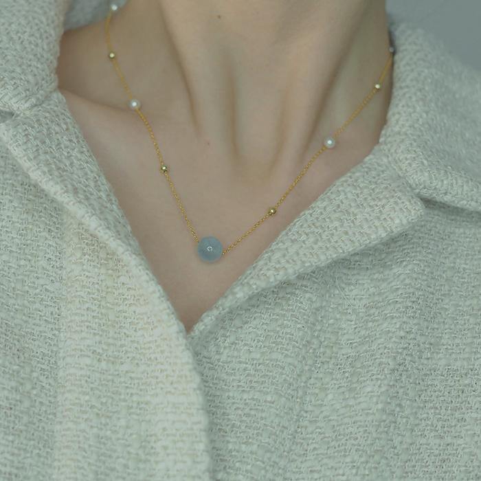 Summer Star Aquamarine Pearl Necklace Amber NG