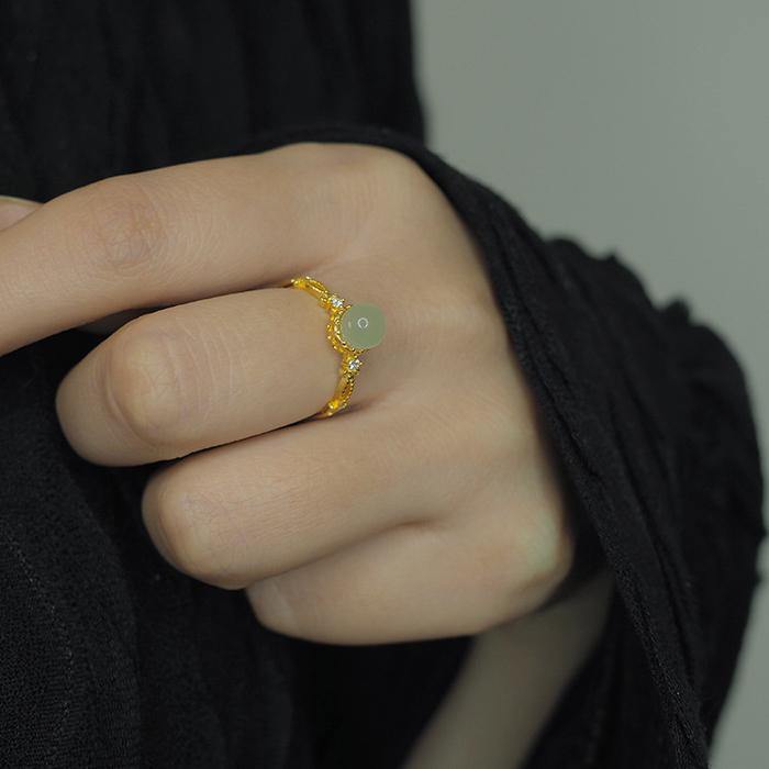 Hetian Jade Vintage Ring Amber NG