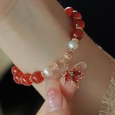 Maple Leaf Love - Natural Red Agate Bracelets Amber NG