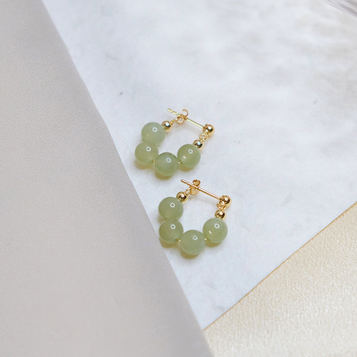 Hetian jade U-shaped earrings Amber NG