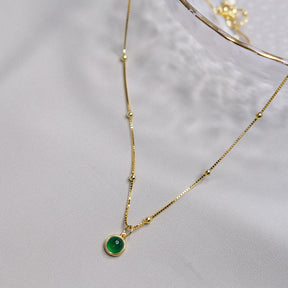 Green Chalcedony Necklace Amber NG