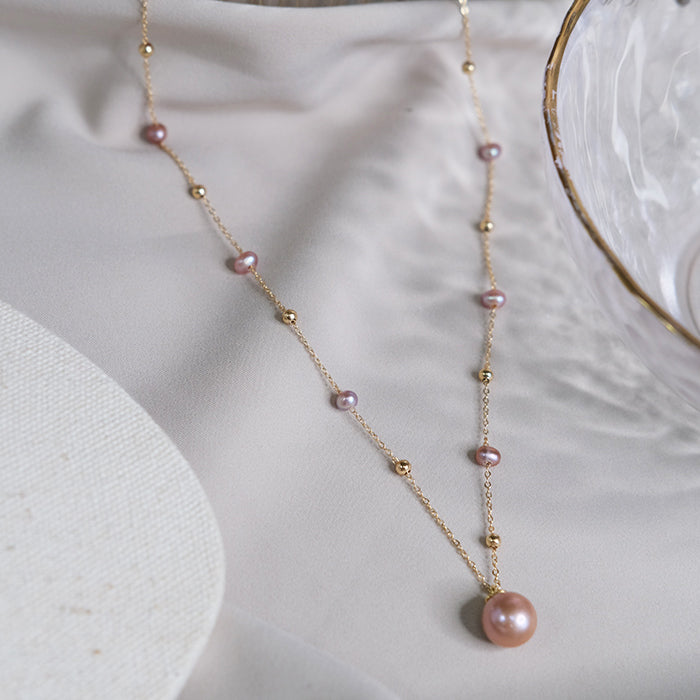 Vintage Baroque Pearl Necklace Amber NG