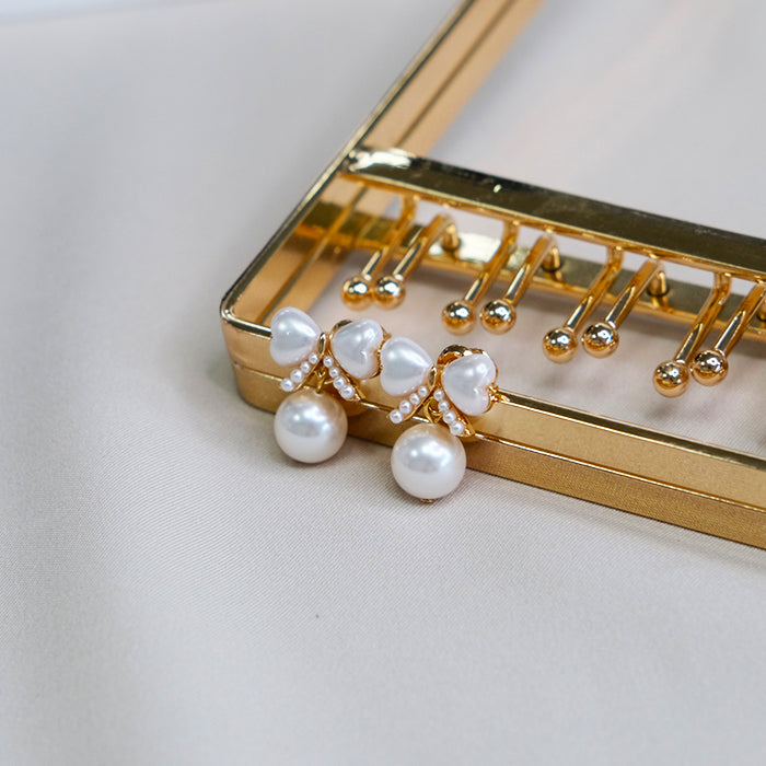 Pearl Bow Earrings Amber NG
