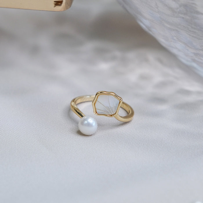 Shell & Pearls Ring Amber NG