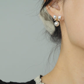Pearl Bow Earrings Amber NG