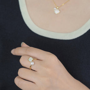 Shell & Pearls Ring Amber NG