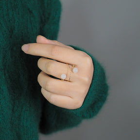 14K GF White Jade Ring Amber NG