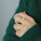 14K GF White Jade Ring Amber NG