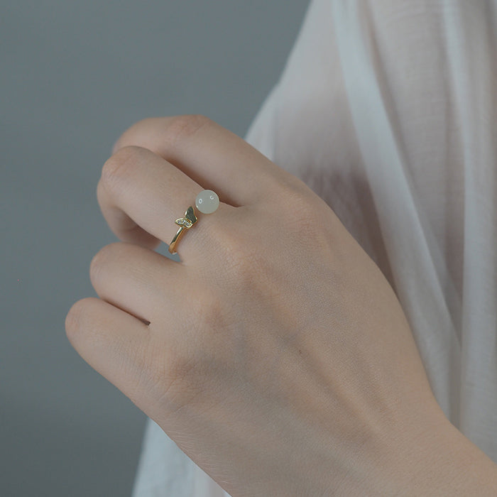 Butterfly Meets Hetian jade Rings Amber NG