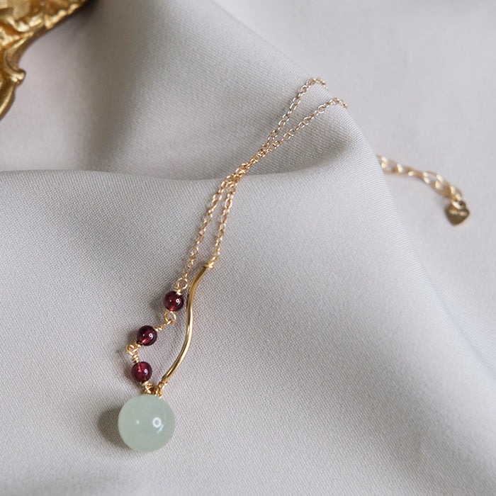 14K GF HETIAN JADE & GARNET BRACELET Amber NG