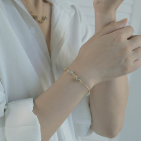 14K GF Hetian Jade Gold Bead Bracelet Amber NG