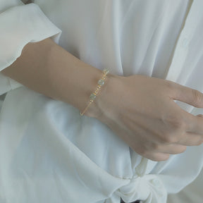 14K GF Hetian Jade Gold Bead Bracelet Amber NG