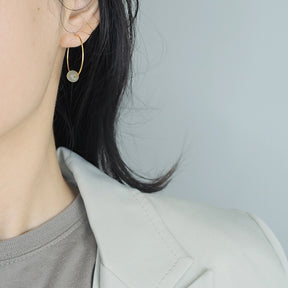 14K GF Hetian Jade Circle Earring Amber NG